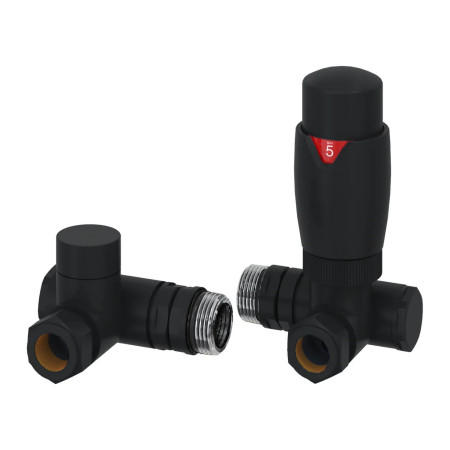Reina MODAL TRV Black Dual Fuel Corner Radiator Valves