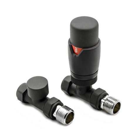 Reina MODAL TRV Straight Anthracite Radiator Valve