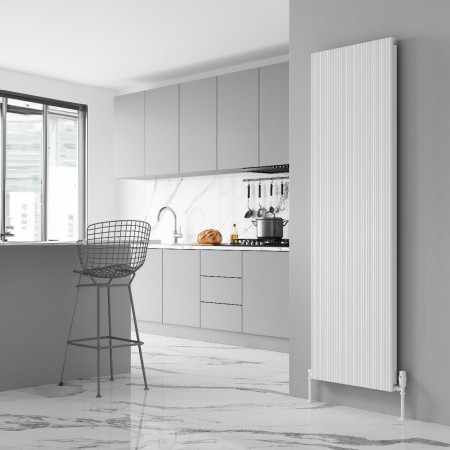 A-MVN18054W Reina Melvin 1800 x 540mm White Aluminium Vertical Radiator Lifestyle
