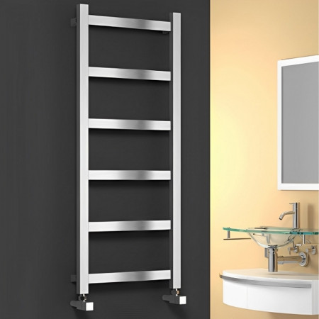 RNS-MN48117P Reina Mina 1170 x 480mm Polished Stainless Steel Towel Radiator Lifestyle