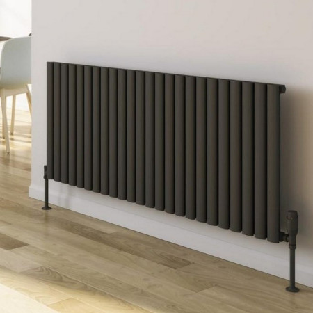 A-NVL06040DA Reina Neval 600 x 404mm Double Horizontal Anthracite Aluminium Radiator (2)
