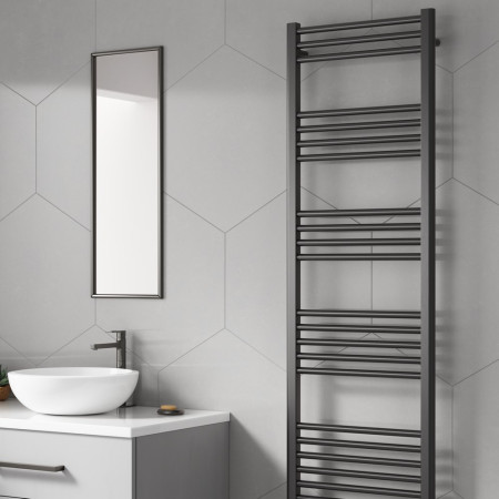 RND-OTO120060G Reina Ottone 1200 x 600mm Heated Towel Rail in Gun Metal Lifestyle