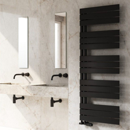 RND-PTN082K Reina Pettino 823 x 550mm Mild Steel Black Heated Towel Rail (2)
