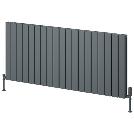 Reina Piatto 600 x 1420mm Anthracite Horizontal Aluminium Double Radiator