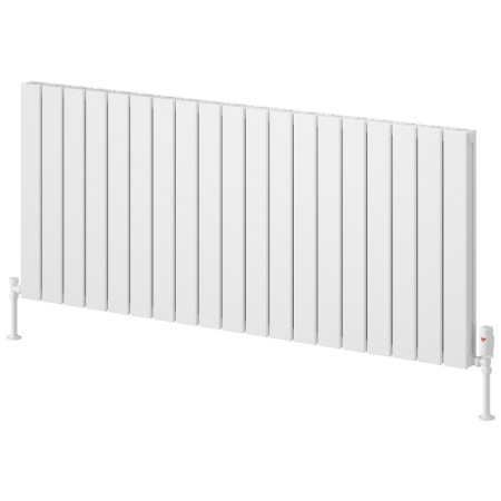 Reina Piatto 600 x 1420mm White Horizontal Aluminium Double Radiator