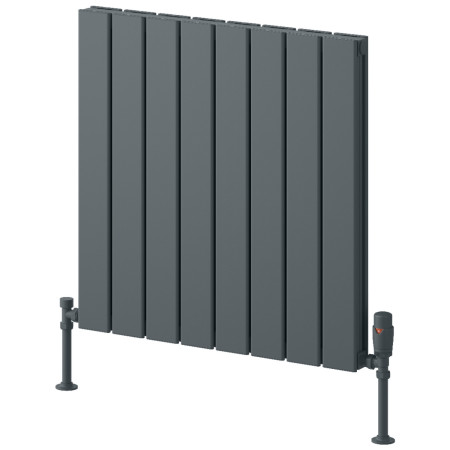Reina Piatto 600 x 595mm Anthracite Horizontal Aluminium Double Radiator