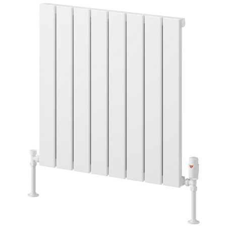 Reina Piatto 600 x 595mm White Horizontal Aluminium Single Radiator