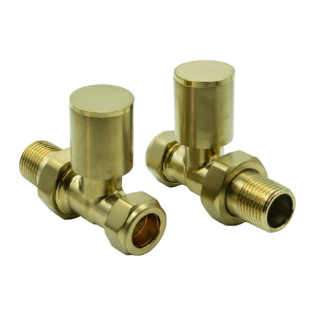Reina Portland Brushed Brass Straight Radiator Valves