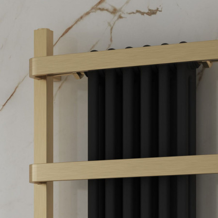 RND-RGN5120 Reina Regina 1200 x 550mm Brushed Brass Heated Towel Rail Close Up