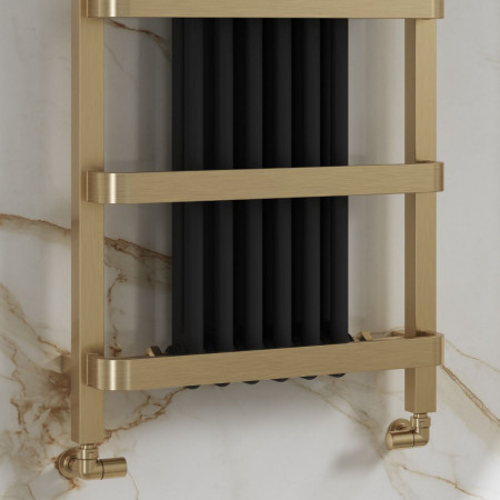 RND-RGN5120 Reina Regina 1200 x 550mm Brushed Brass Heated Towel Rail with Corner Valves
