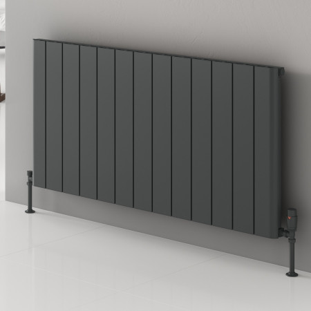 A-RSA060123A Reina Resia 600 x 1230mm Anthracite Horizontal Aluminium Radiator Lifestyle