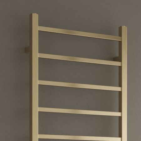 RND-SRN5120B Reina Serena Mild Steel 1200 x 500mm Heated Towel Rail in Brushed Brass Close Up