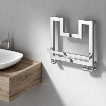 RND-TCN4550C Reina Ticino Mild Steel 450 x 500mm Heated Towel Rail in Chrome (2)