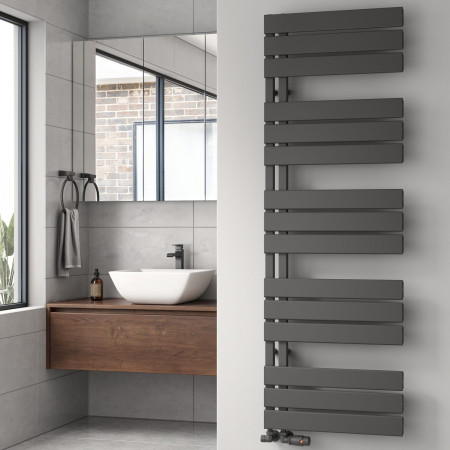 A-VDA1515SA Reina Vada 1510 x 500mm Aluminium Heated Towel Rail in Anthracite Lifestyle
