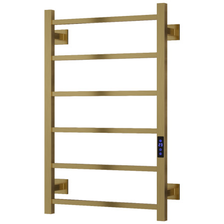 Reina Velino 800 x 500mm Brushed Brass Vertical Electric Heated Towel Rail