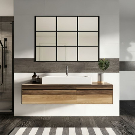 Roman 700 x 500mm Rectangular Black Grid Mirror