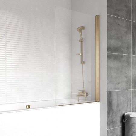 Roman Haven6 Brushed Brass 1500 x 815mm Power Shower Pivot Bath Screen