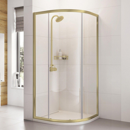 Roman Haven6 Brushed Brass 900mm One Door Quadrant Shower Enclosure