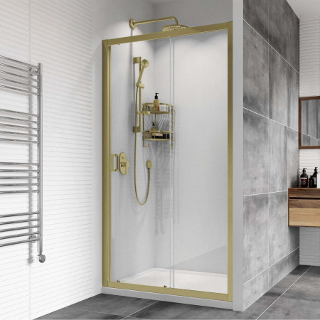 Roman Haven8 Brushed Brass 1200mm Sliding Shower Door