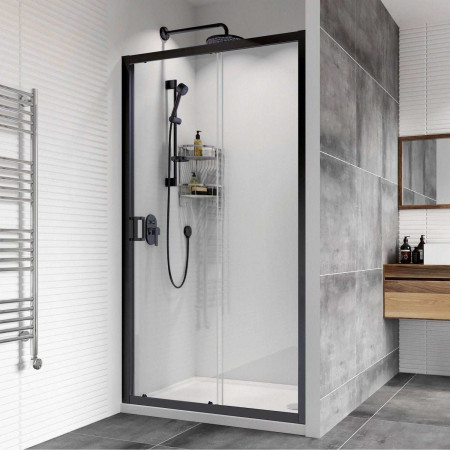 Roman Haven8 Matt Black 1000mm Sliding Shower Door