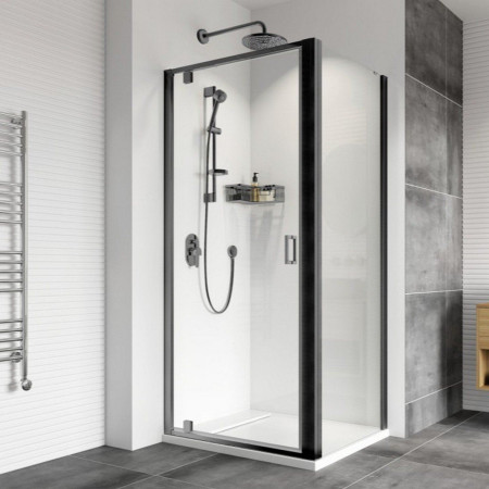 Roman Haven8 Matt Black 900mm Pivot Shower Door
