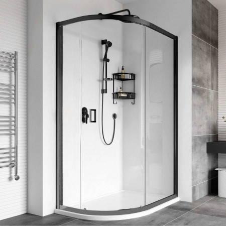 Roman Haven8 Matt Black 900mm One Door Quadrant Shower Enclosure