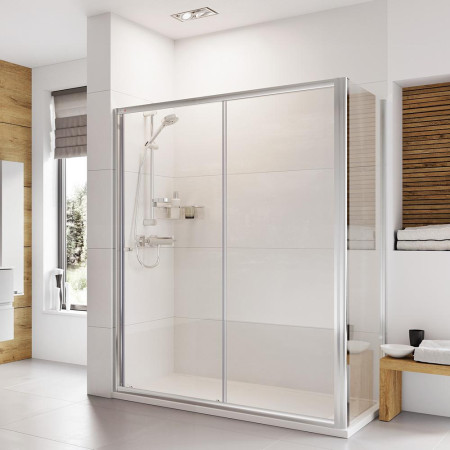 Roman Haven Sliding Shower Door for Corner Installation