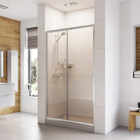 Roman Haven 1100mm Sliding Shower Door Room Setting for Recess Installation
