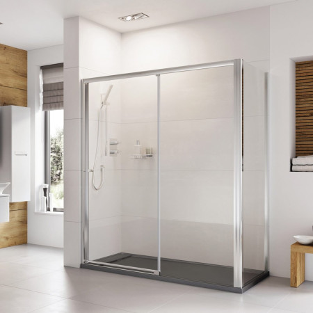 H3LEL15CS Roman Haven 1500mm Level Access Left Hand Sliding Shower Door