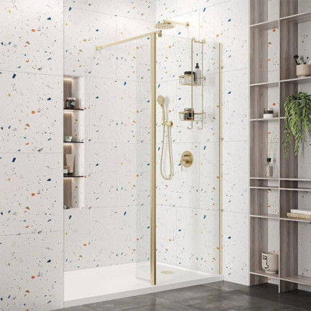 H10SP4CBR Roman Haven Select 400mm Brushed Brass 10mm Wetroom Panel