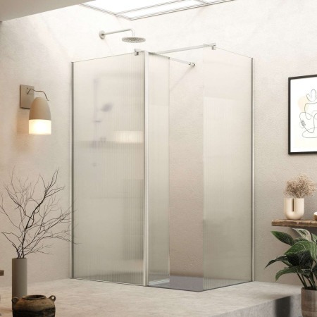 Roman Haven Select 1200mm Brushed Nickel Fluted Glass Wetroom Panel