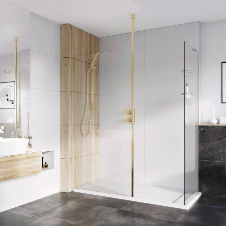 H10SP4CBR Roman Haven Select 400mm Brushed Brass 10mm Wetroom Panel Ceiling Posts