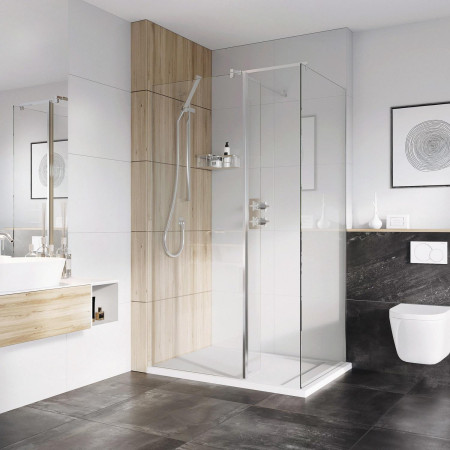 Roman Haven Select 760mm Brushed Nickel 8mm Wetroom Panel