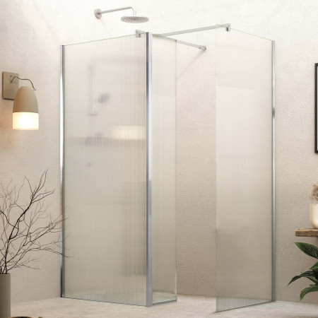 Roman Haven Select 1000mm Chrome Fluted Glass Wetroom Panel