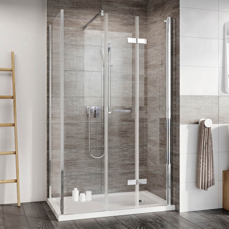 Roman Innov8 1400 x 900mm Corner Bifold Shower Door with In-Line Panel - Matt Black