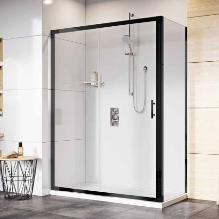 Roman Innov8 1200 x 900 Sliding Door Shower Enclosure - Corner Fitting - Matt Black