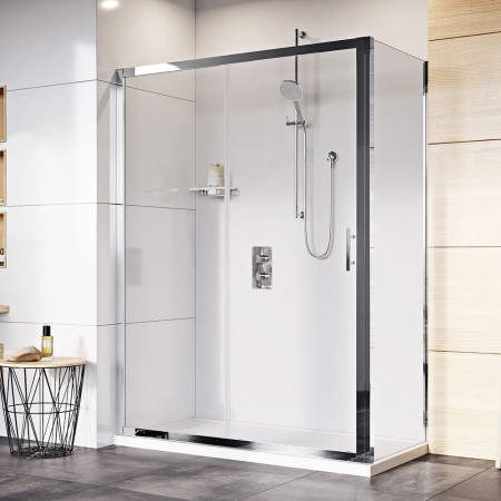 Roman Innov8 1400 x 800 Sliding Door Shower Enclosure - Corner Fitting - Chrome