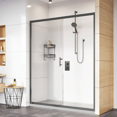 Roman Innov8 1500mm Matt Black Alcove Sliding Shower Door