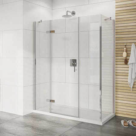 Roman Innov8 1600 x 800mm Hinged Door and Two Inline Panels Chrome Corner Fitting