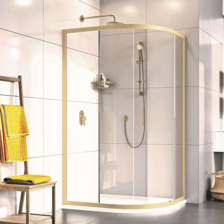 Roman Innov8 900 x 1200mm Curved Offset Quadrant Shower Enclosure Brushed Brass