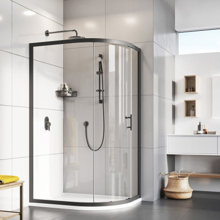 Roman Innov8 Matt Black 1200 x 900mm Offset Quadrant Shower Enclosure