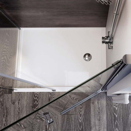 Roman Innov8 Chrome 1000mm Alcove Pivot Shower Door and Inline Panel Opening Design