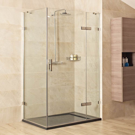 KL2HDR13S Roman Liberty 1000 x 800mm Hinged 8mm Shower Door with Inline and Side Panel