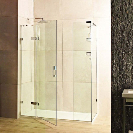 Roman Liberty 10mm Corner 1400 x 900mm Hinged Shower Door with Two Inline Panels and Side Panel Chrome