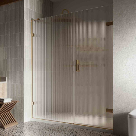 Roman Liberty 1400mm Right Hand Fluted Glass Hinged Door with Inline Panel for Alcove Fitting