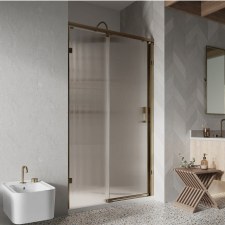Roman Liberty 1200mm RH Fluted Glass Sliding Door for Alcove Fitting in Brushed Nickel
