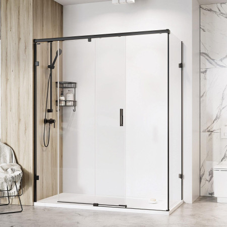Roman Liberty 1400 x 800mm Matt Black 8mm Right Hand Corner Sliding Shower Door