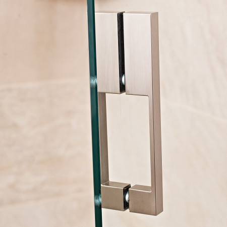 Roman Liberty 1400 x 900mm Brushed Nickel 8mm Right Hand Corner Sliding Shower Door Handle Close Up
