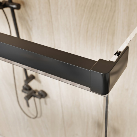 Roman Liberty 1400 x 900mm Matt Black 8mm Left Hand Corner Sliding Shower Door Corner Post