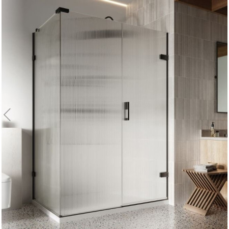 Roman Liberty 1400 x 900mm RH Fluted Glass Hinged Door with In-Line Panel for Corner Fitting